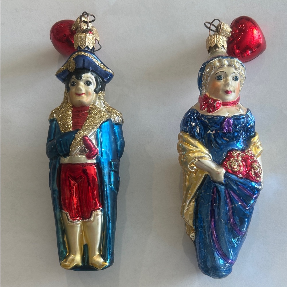 Vintage Napoleon and Josephine Glass Blown Ornaments Great Lovers Series